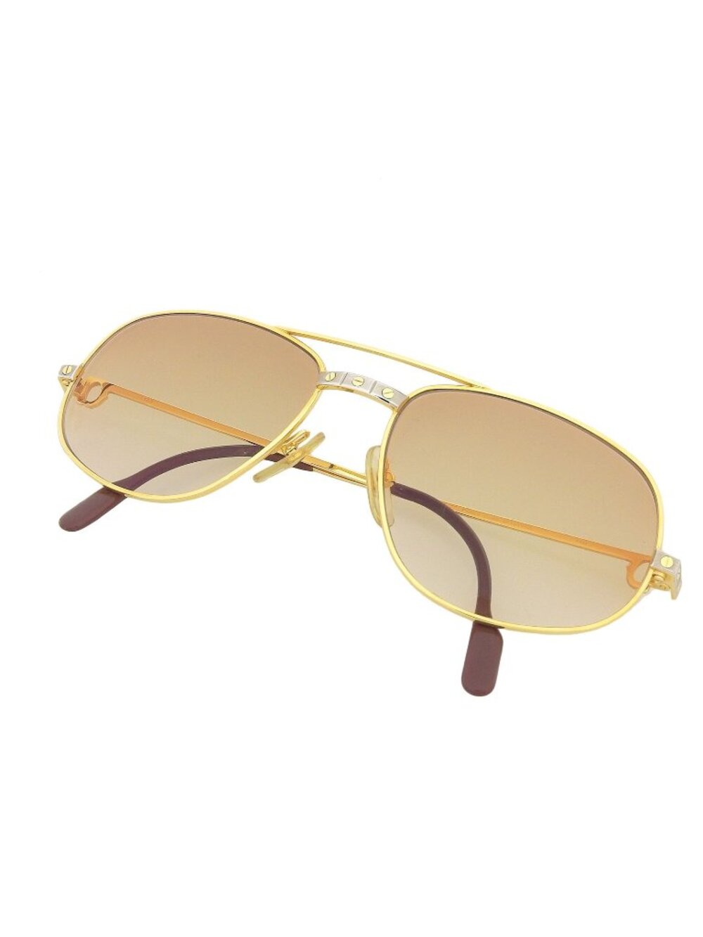 Cartier Santos de Cartier Two Bridge Sunglasses Eyewear Gold Silver
